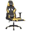 Silla Gaming Masaje Y Reposapiés Cuero Sintético Negro Dorado