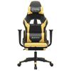 Silla Gaming Masaje Y Reposapiés Cuero Sintético Negro Dorado