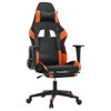 Silla Gaming Con Reposapiés Cuero Sintético Negro Naranja