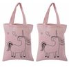 2 Bolsas De Algodón Rosa 25 X 20 Cm - Unicornio