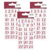 3 Hojas De Pegatinas Rojas Con Números Flocados Para El Calendario De