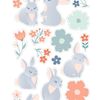 Lote De Adhesivos Conejos / Flores