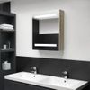 Armario De Baño Con Espejo Led Blanco Y Roble 50x14x60 Cm