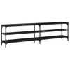 Mueble De Tv Metal Y Madera Contrachapada Negro 180x30x50 Cm