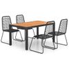 Set De Comedor De Jardín De 5 Piezas Pvc Ratán Negro Y Marrón