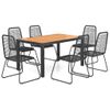 Set De Comedor De Jardín De 7 Piezas Pvc Ratán Negro Y Marrón