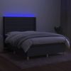 Cama Box Spring Colchón Y Luces Led Tela Gris Oscuro 140x190 Cm