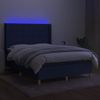 Cama Box Spring Colchón Y Luces Led Tela Azul 140x200 Cm