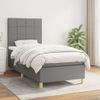 Cama Box Spring Con Colchón Tela Gris Oscuro 90x190 Cm