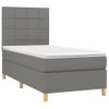 Cama Box Spring Con Colchón Tela Gris Oscuro 90x190 Cm