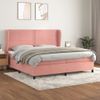 Cama Box Spring Con Colchón Terciopelo Rosa 200x200 Cm