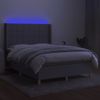 Cama Box Spring Colchón Y Luces Led Tela Gris Claro 140x190 Cm