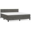 Cama Box Spring Con Colchón Terciopelo Gris Oscuro 180x200 Cm