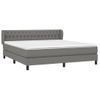 Cama Box Spring Con Colchón Tela Gris Oscuro 180x200 Cm