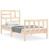 Estructura De Cama Individual Con Cabecero Madera Maciza Marrón