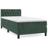 Cama Box Spring Con Colchón Terciopelo Verde Oscuro 90x200 Cm