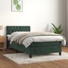 Cama Box Spring Con Colchón Terciopelo Verde Oscuro 90x200 Cm