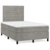 Cama Box Spring Con Colchón Terciopelo Gris Claro 120x200 Cm