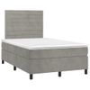 Cama Box Spring Con Colchón Terciopelo Gris Claro 120x200 Cm