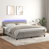 Cama Box Spring Colchón Y Led Terciopelo Gris Claro 180x200 Cm