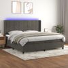 Cama Box Spring Colchón Y Led Terciopelo Gris Oscuro 200x200 Cm