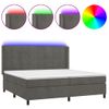 Cama Box Spring Colchón Y Led Terciopelo Gris Oscuro 200x200 Cm