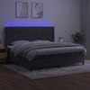 Cama Box Spring Colchón Y Led Terciopelo Gris Oscuro 200x200 Cm