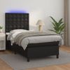 Cama Box Spring Colchón Y Led Cuero Sintético Negro 100x200 Cm