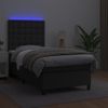 Cama Box Spring Colchón Y Led Cuero Sintético Negro 100x200 Cm