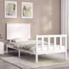 Estructura De Cama Con Cabecero Madera Maciza Blanco