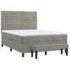 Cama Box Spring Con Colchón Terciopelo Gris Claro 140x190 Cm