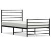 Estructura De Cama Con Cabecero Y Estribo Metal Negro 90x190 Cm