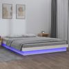 Estructura De Cama Con Leds Madera Maciza Blanca 150x200 Cm