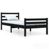 Estructura De Cama Individual Madera Maciza Negra 75x190 Cm