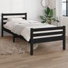 Estructura De Cama Individual Madera Maciza Negra 75x190 Cm