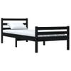 Estructura De Cama Individual Madera Maciza Negra 75x190 Cm