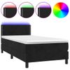 Cama Box Spring Colchón Y Led Terciopelo Negro 100x200 Cm