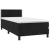 Cama Box Spring Colchón Y Led Terciopelo Negro 100x200 Cm