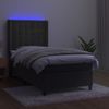 Cama Box Spring Colchón Y Led Terciopelo Gris Oscuro 100x200 Cm