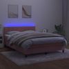 Cama Box Spring Colchón Y Led Terciopelo Rosa 140x200 Cm