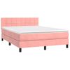 Cama Box Spring Colchón Y Led Terciopelo Rosa 140x200 Cm