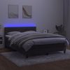 Cama Box Spring Colchón Y Led Terciopelo Gris Oscuro 140x190 Cm