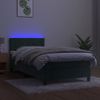 Cama Box Spring Colchón Y Led Terciopelo Verde Oscuro 100x200cm