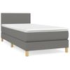 Cama Box Spring Con Colchón Tela Gris Oscuro 90x190 Cm