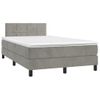 Cama Box Spring Con Colchón Terciopelo Gris Claro 120x200 Cm