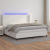 Cama Box Spring Colchón Y Led Cuero Sintético Blanco 200x200 Cm