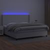 Cama Box Spring Colchón Y Led Cuero Sintético Blanco 200x200 Cm