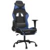 Silla Gaming Con Reposapiés Cuero Sintético Negro Azul