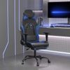 Silla Gaming Con Reposapiés Cuero Sintético Negro Azul