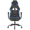 Silla Gaming Con Reposapiés Cuero Sintético Negro Azul